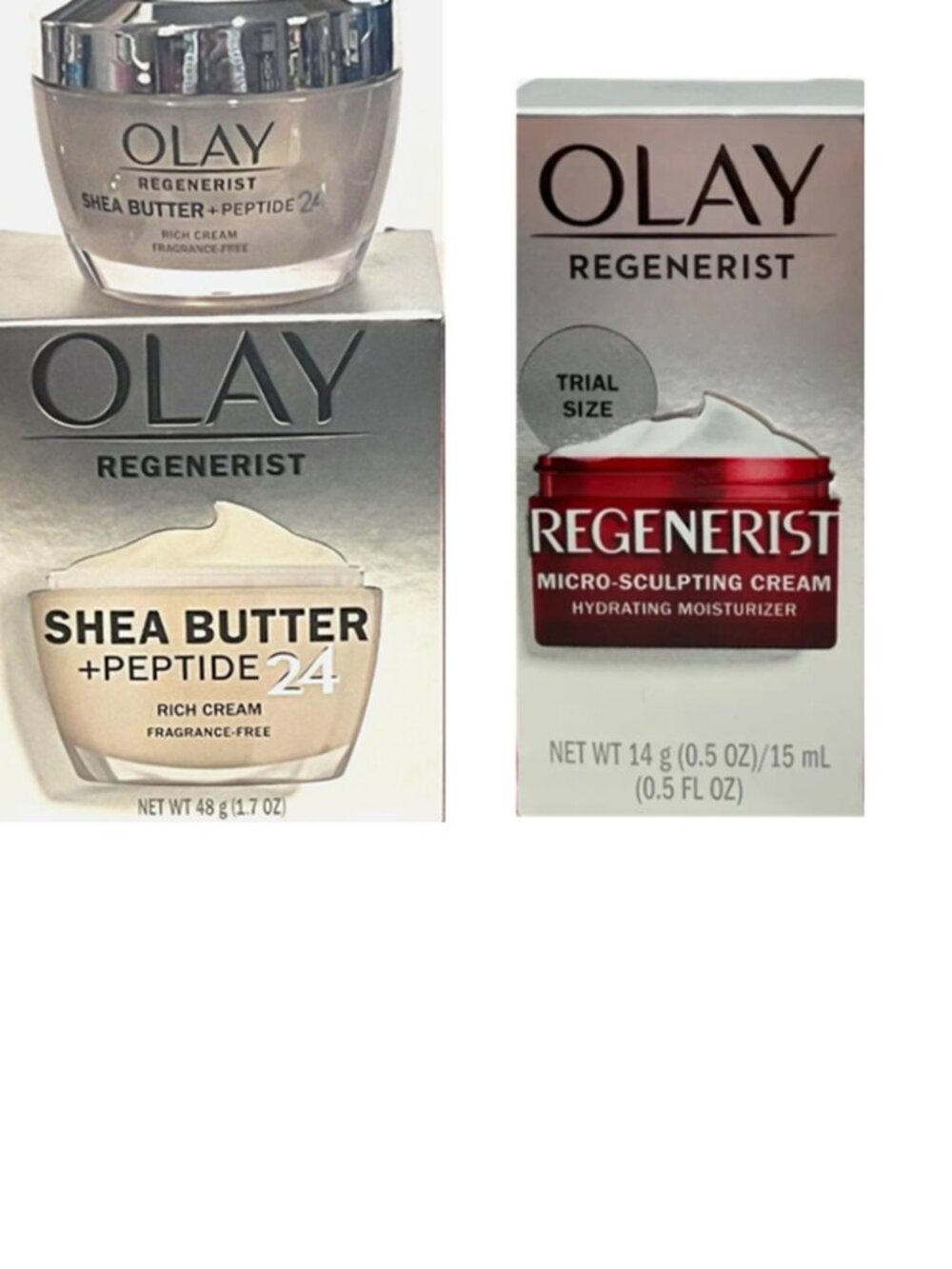 Olay Regenerist Shea Butter + Peptide 24 Rich Cream Fragrance Free & Micro Sculp